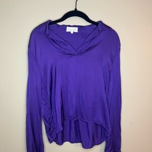 Bella Dahl Purple V Neck Satin Blouse Women's Small